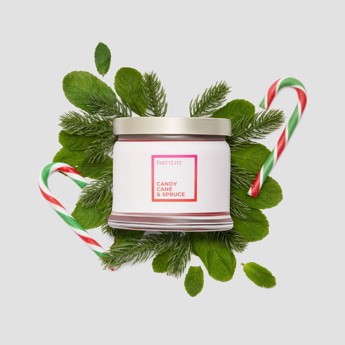 Candy Cane &amp; Spruce 3-Wick Jar Candle