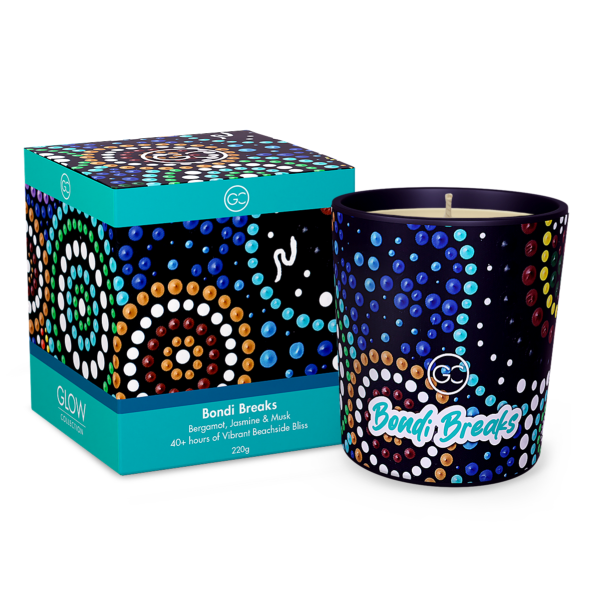 Bondi Breaks - Jasmine and Musk Scented Soy/Paraffin Candle 40hr Burn
