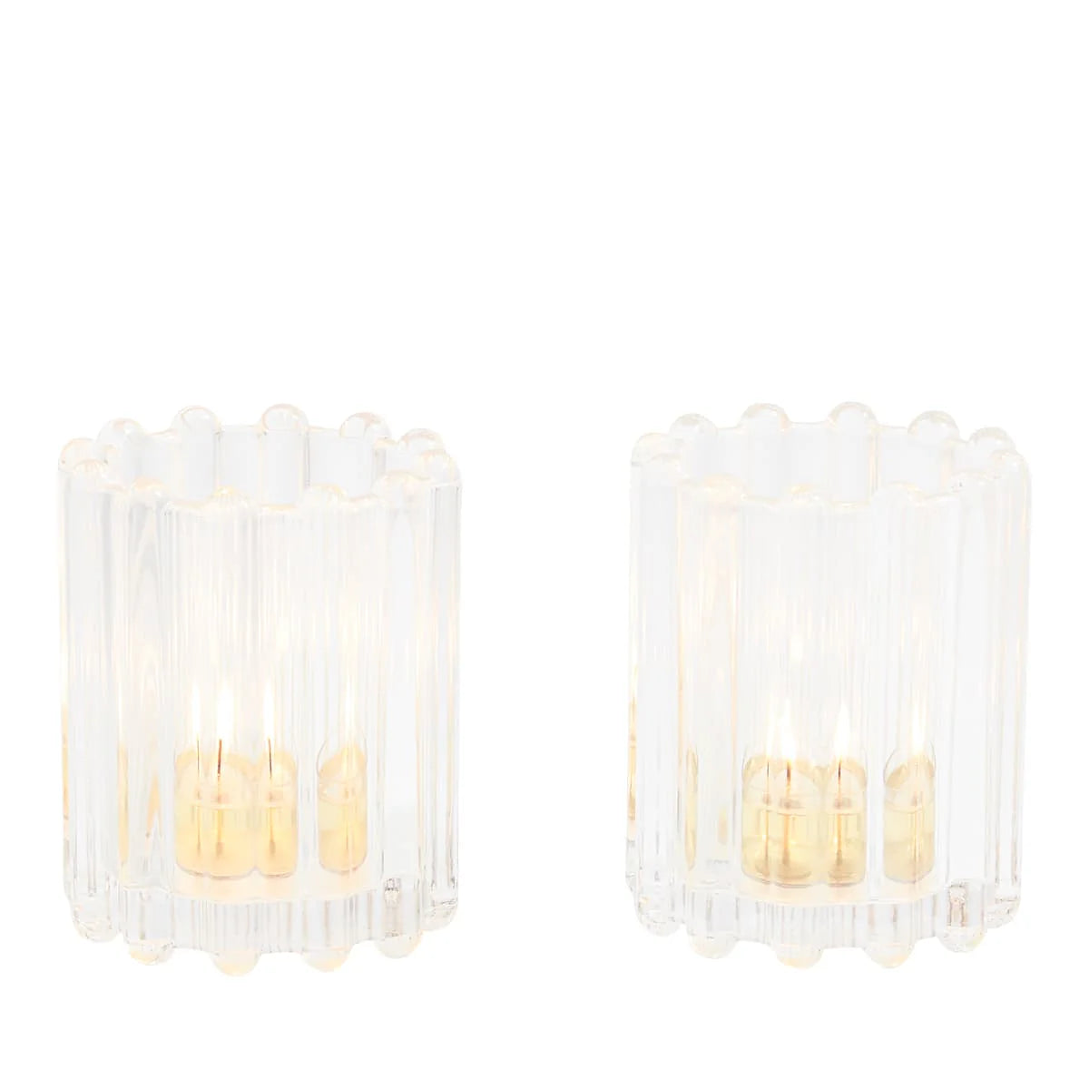 Ripple Glass Tealight/Votive Holder Pair