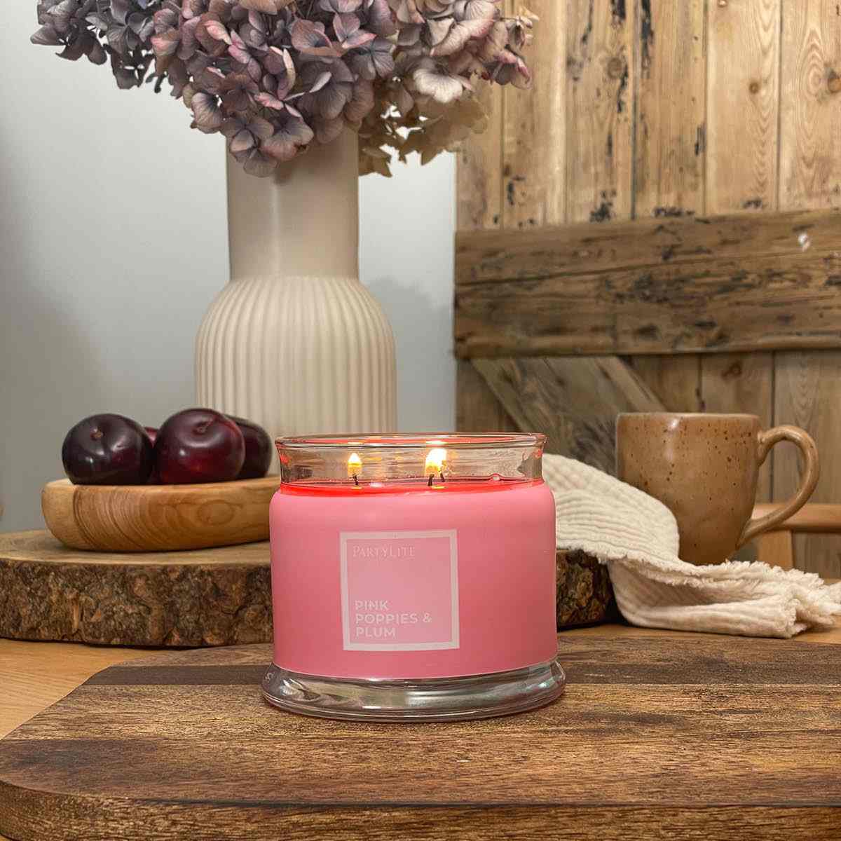 Pink Poppies &amp; Plum 3-Wick Jar Candle