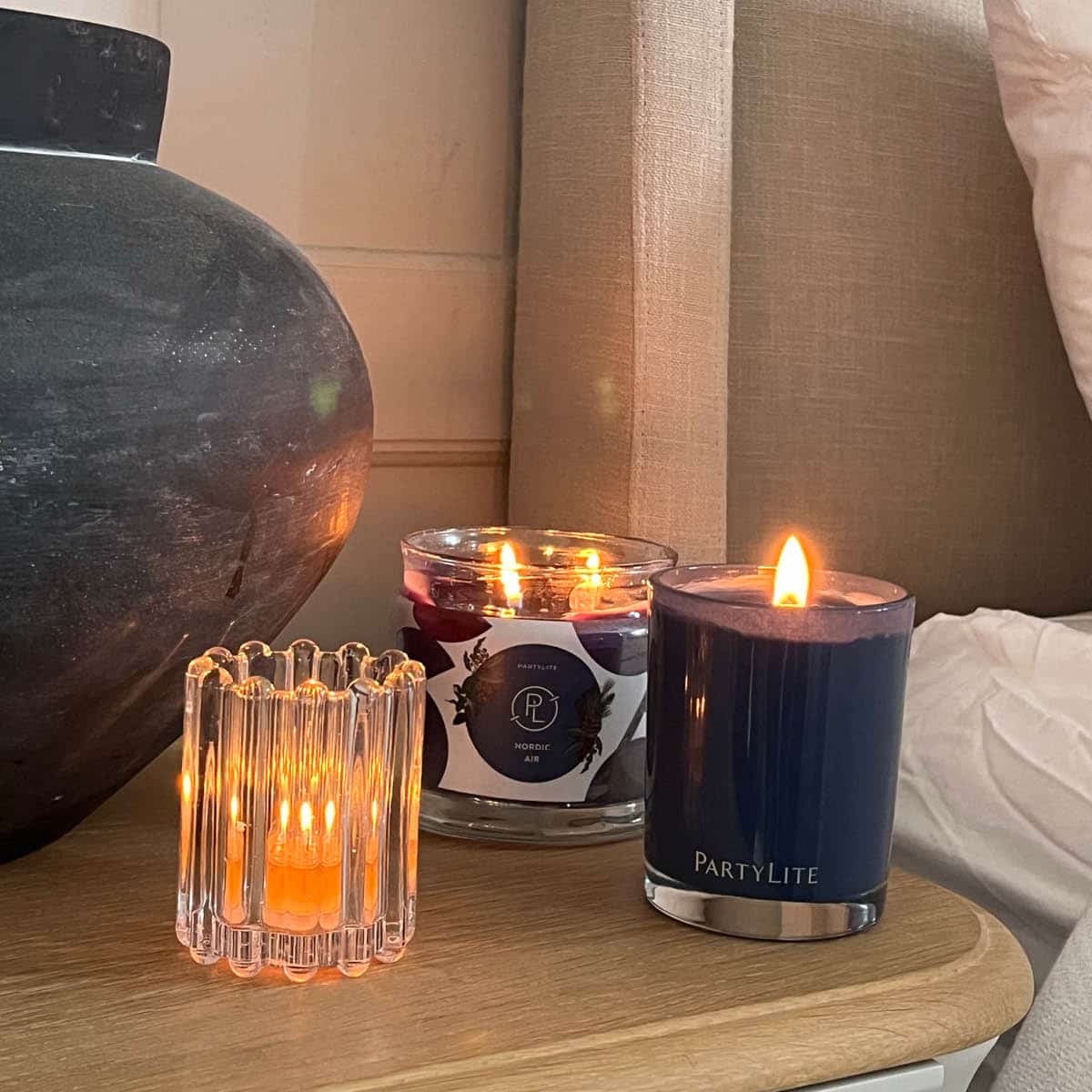 Ripple Glass Tealight/Votive Holder Pair