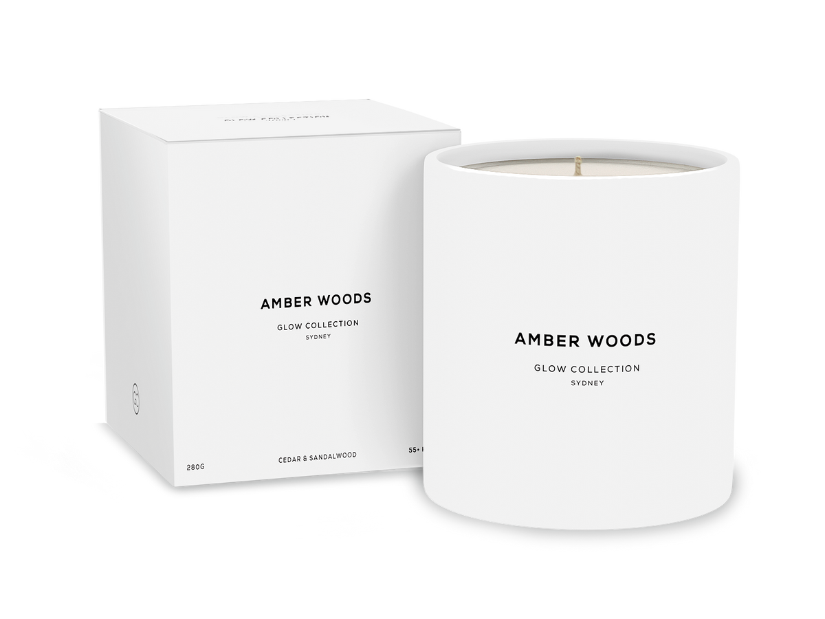 Amber Woods - Signature Collection - Cedar &amp; Sandalwood Scented Soy Candle 55hr Burn