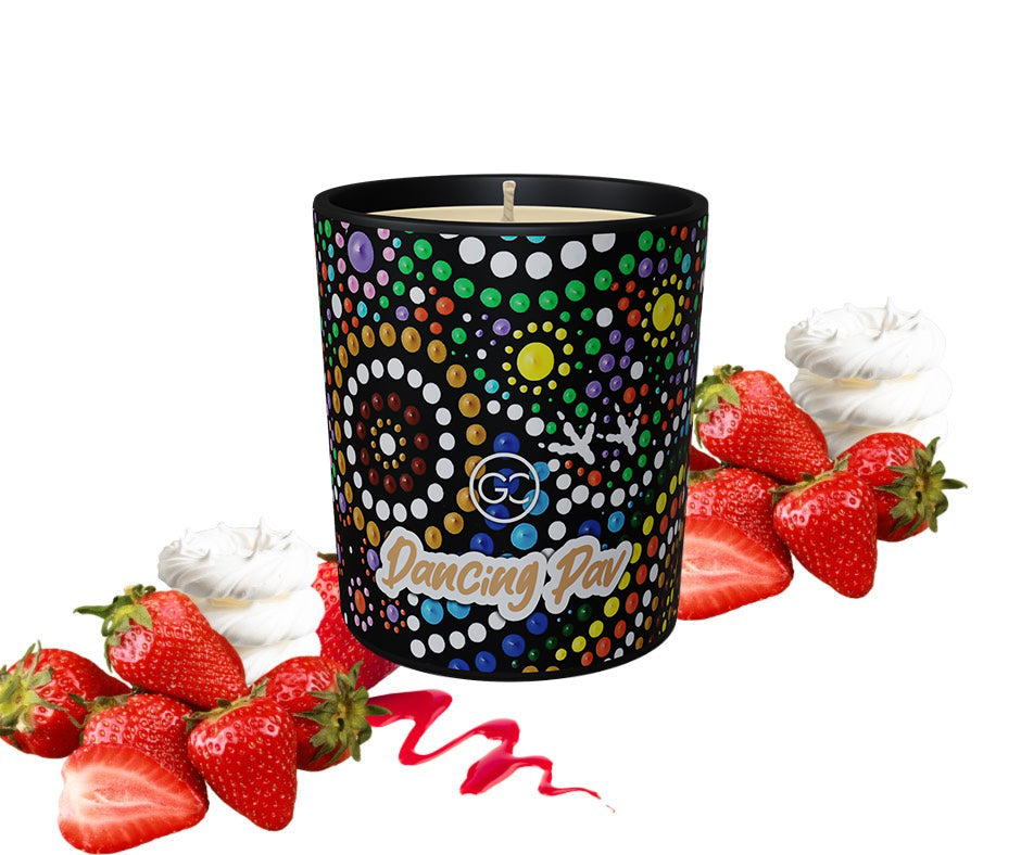 Dancing Pav - Strawberry, Vanilla Scented Soy Paraffin Candle 40hr Burn