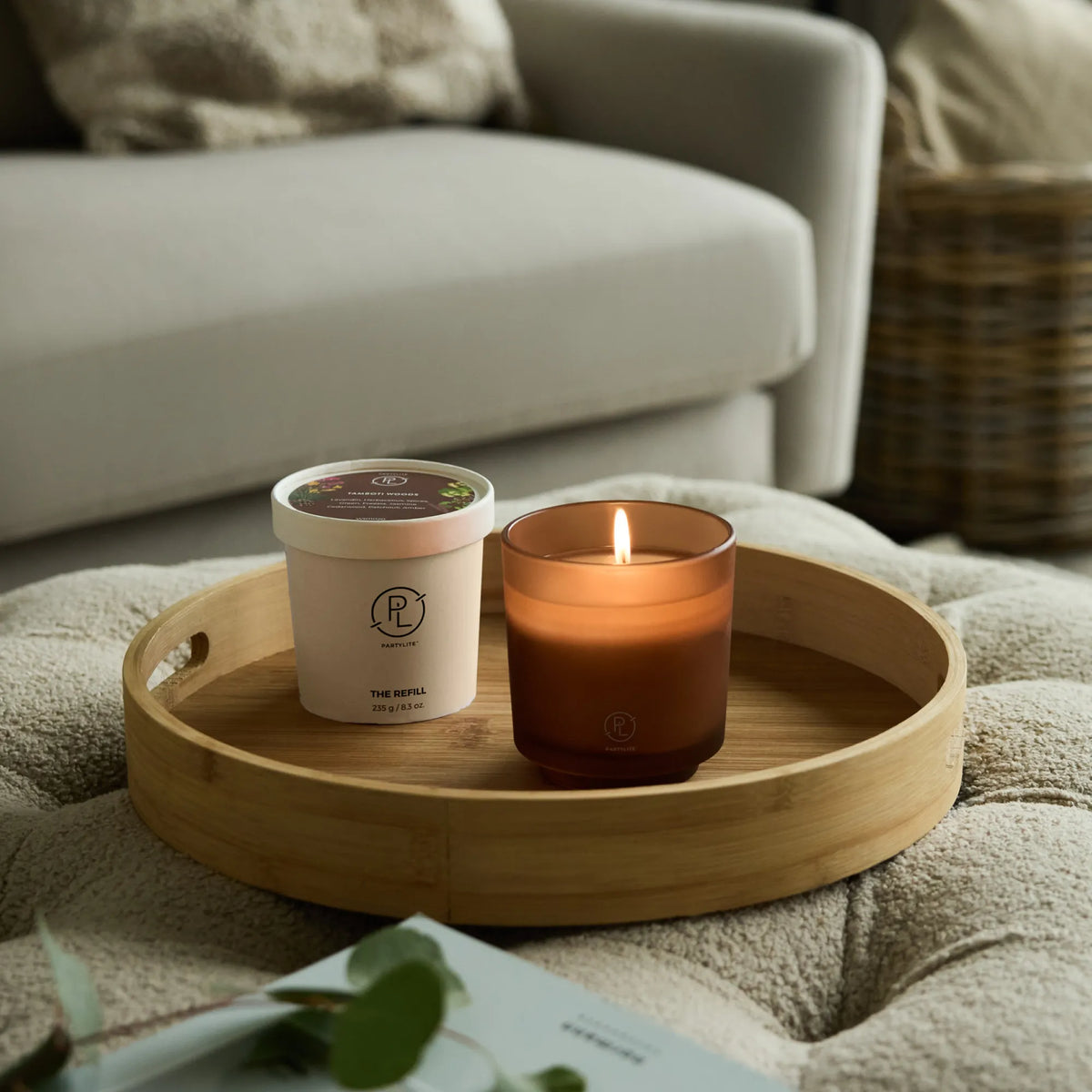 Refillable by PartyLite Tamboti Woods Jar Candle