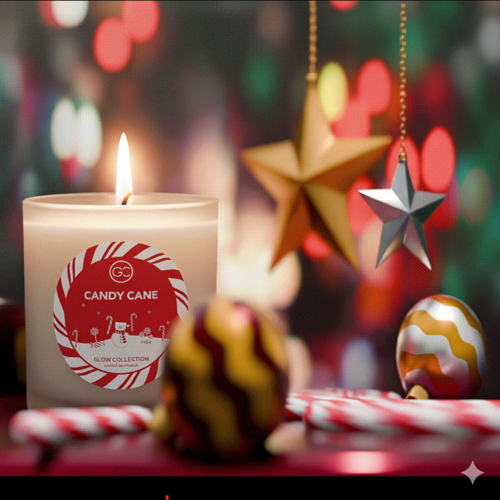 Candy Cane - Christmas Collection -Peppermint &amp; Musk Scented Soy Candle 55hr Burn