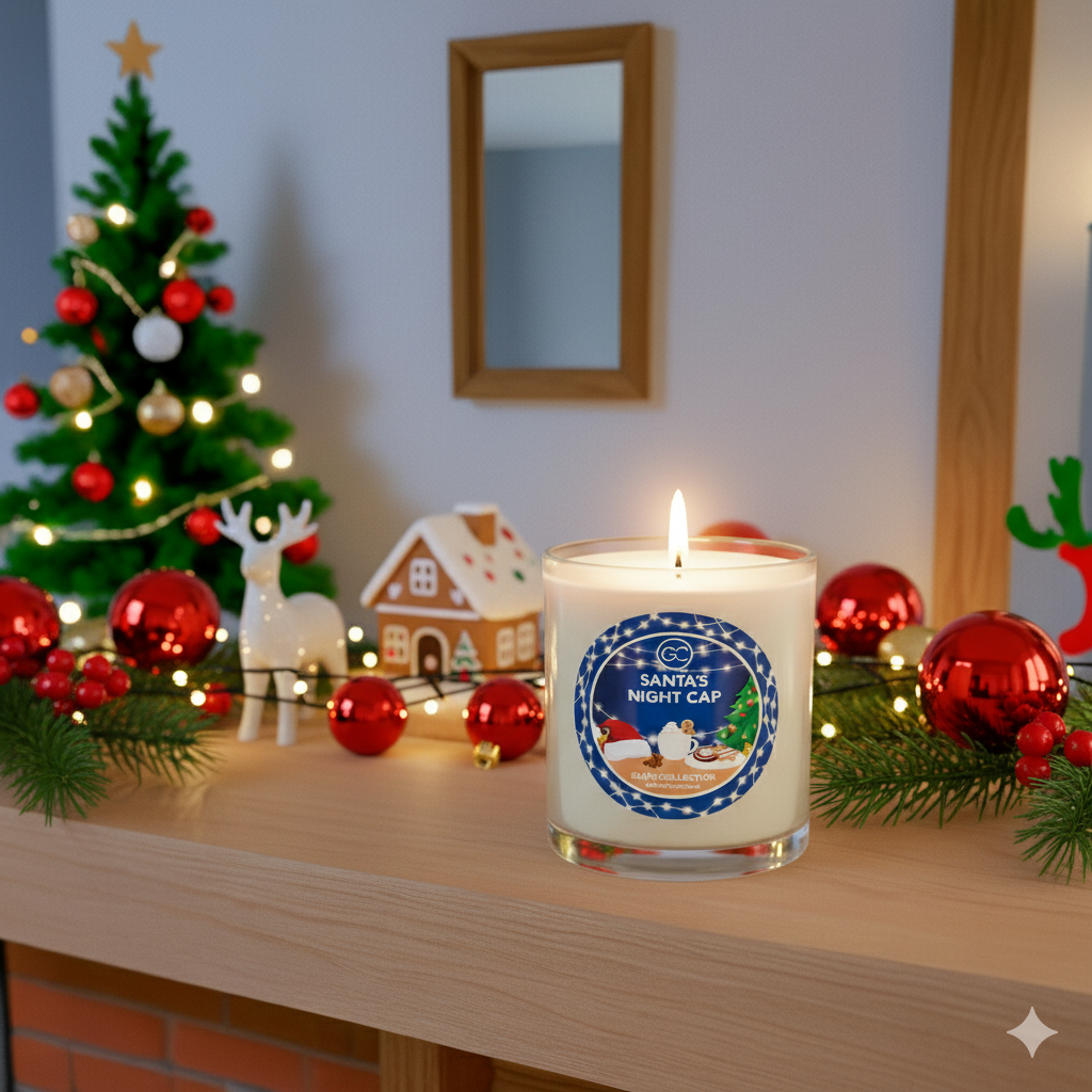 Santa&#39;s Night Cap - Christmas Collection - Cinnamon &amp; Vanilla Bean Scented Soy Candle 55hr Burn