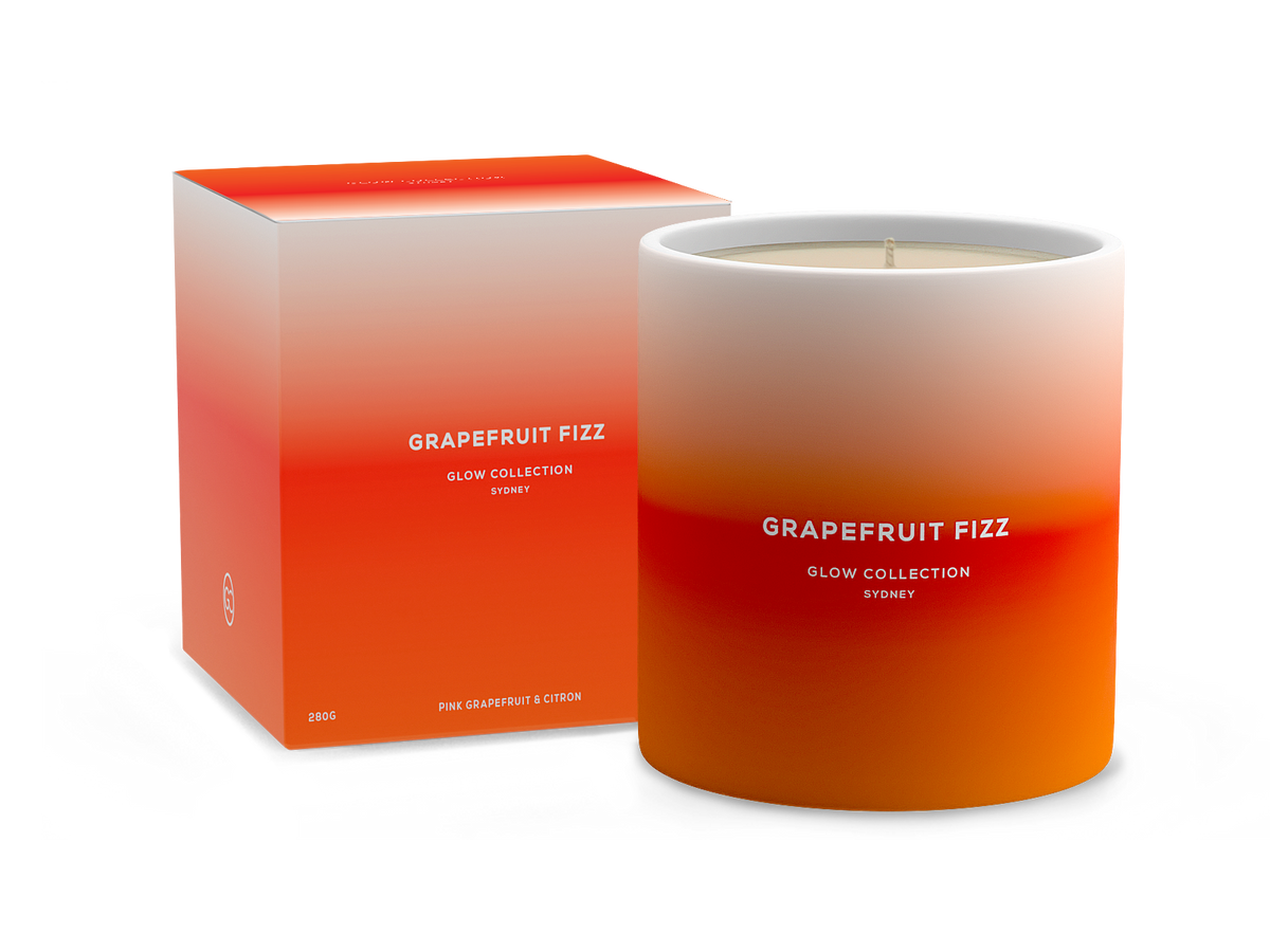 Grapefruit Fizz - Glow Summer Collection - Pink Grapefruit &amp; Citron - Scented Soy Candle 55hr Burn