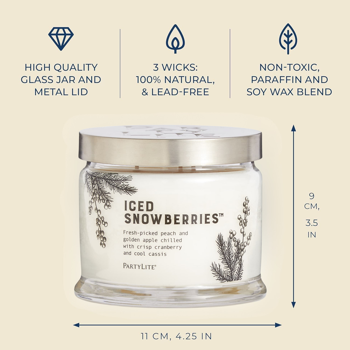 Iced Snowberries 3-Wick Jar Candle