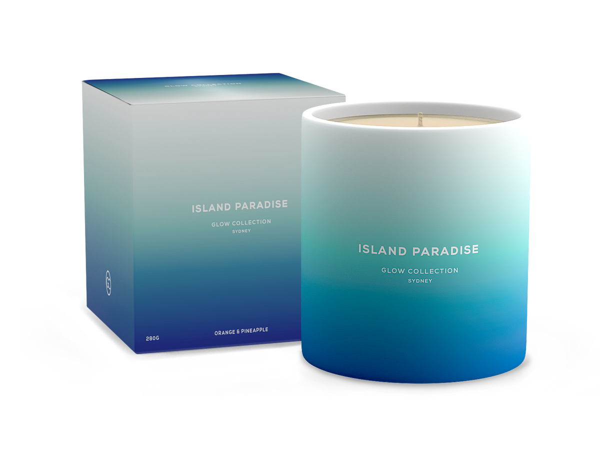 Island Paradise - Glow Summer Collection - Orange &amp; Pineapple Scented Soy Candle 55hr Burn