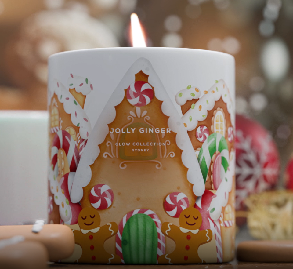 Jolly Ginger - Christmas Collection - Gingerbread Spice Scented Soy Candle  55hr Burn