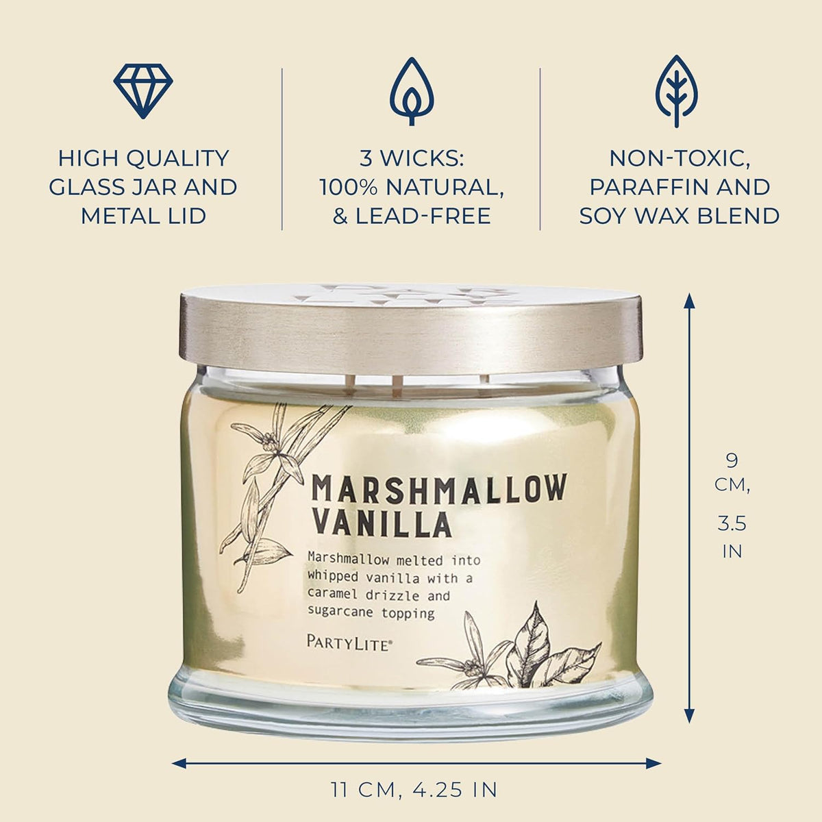 Marshmallow Vanilla 3-Wick Jar Candle