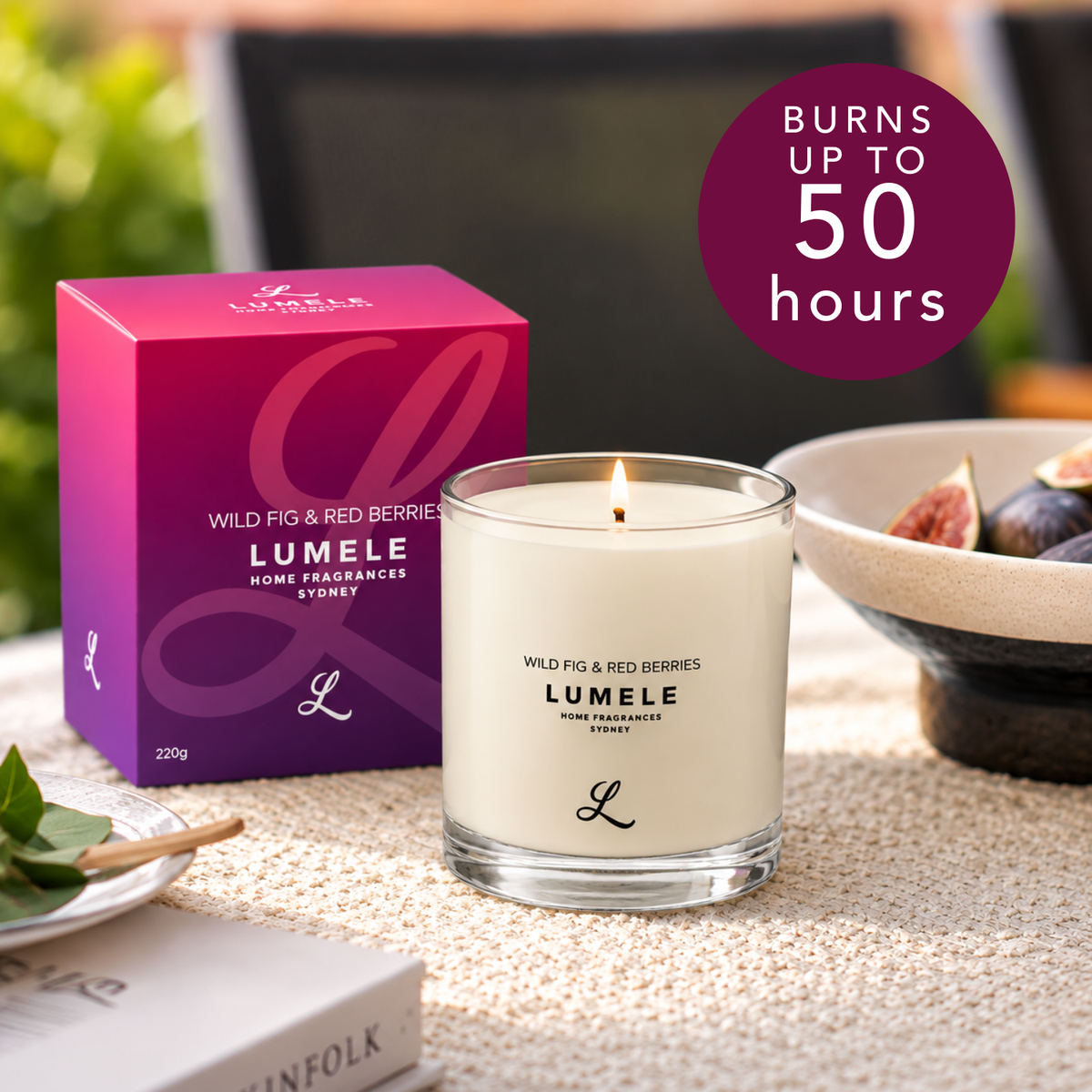 Fig & Red Berries - Lumele Collection - Fig Fatale Scented Soy Candle 50hr Burn