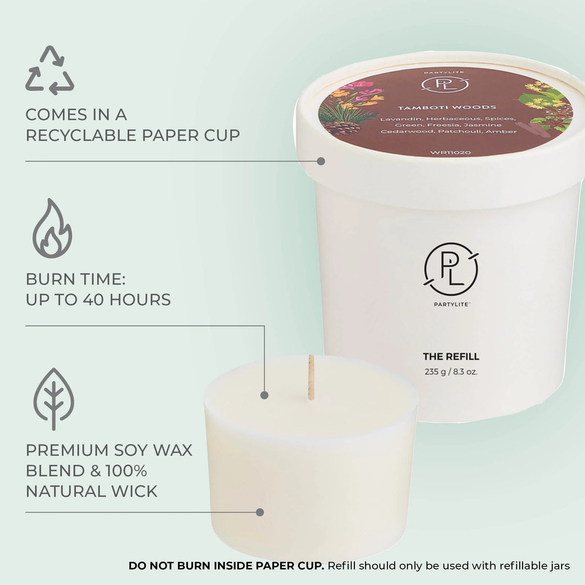 Refillable by PartyLite Frozen Camellia Candle Refill