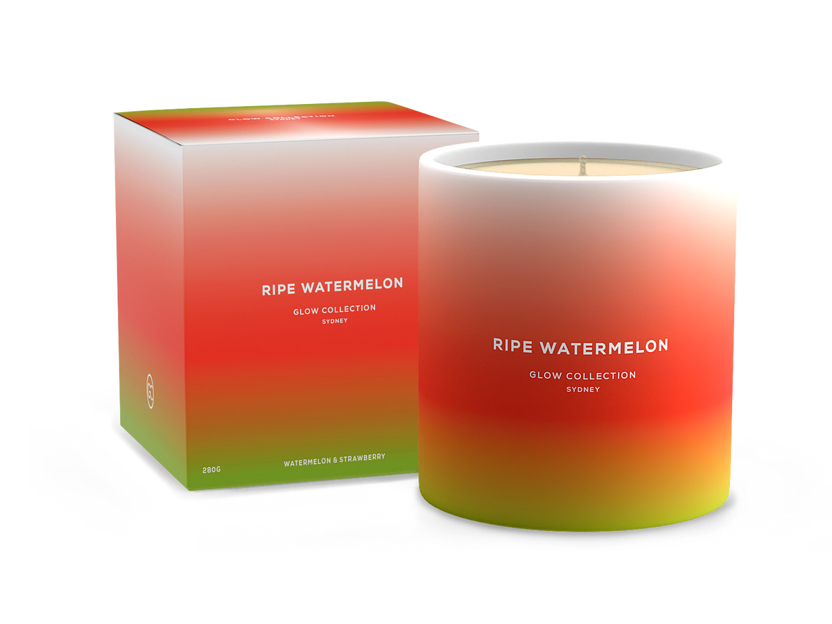 Ripe Watermelon - Glow Summer Collection - Watermelon &amp; Strawberry - Scented Soy Candle 55hr Burn