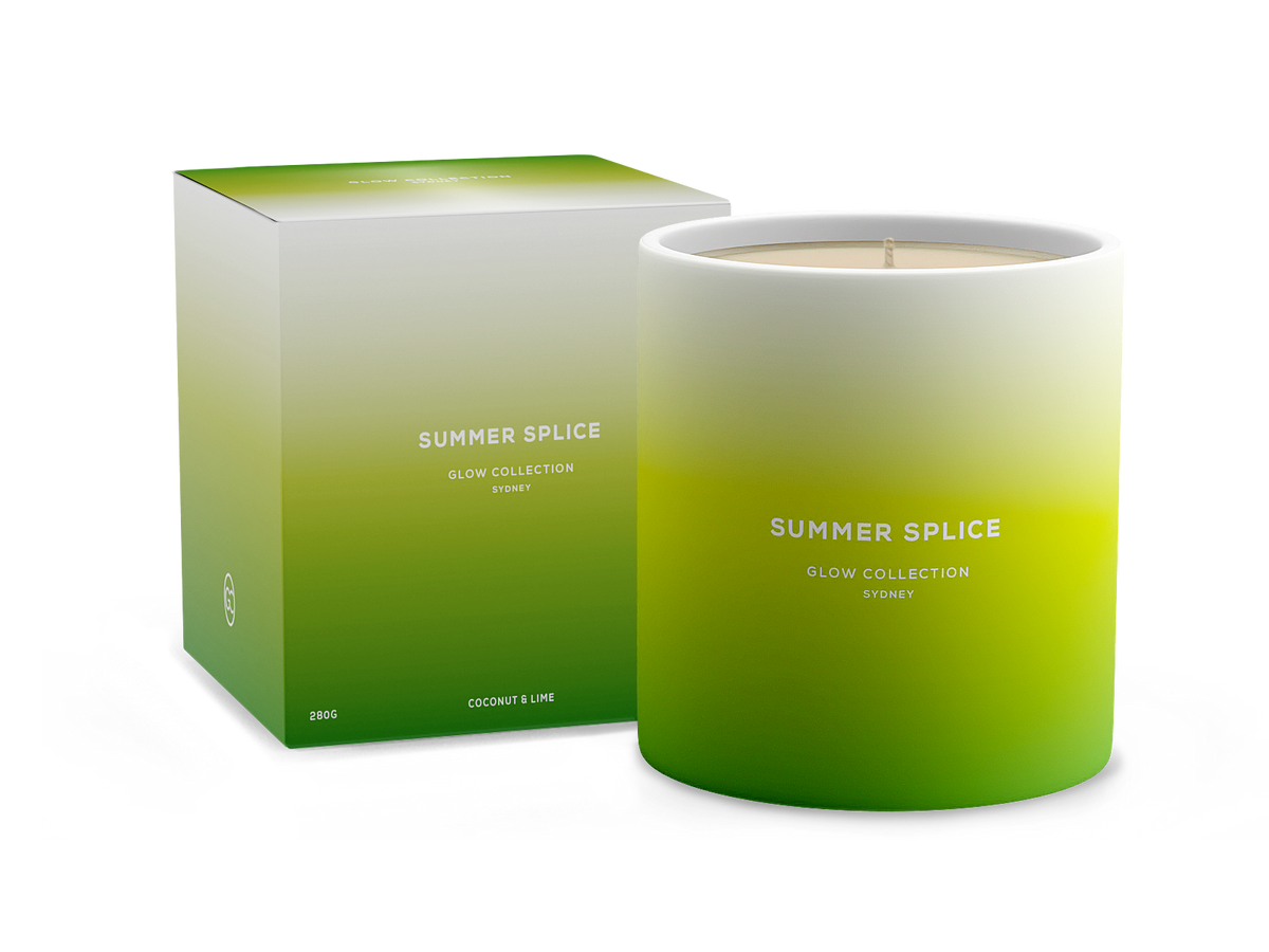 Summer Splice - Glow Summer Collection - Coconut &amp; Lime Scented Soy Candle 55hr Burn