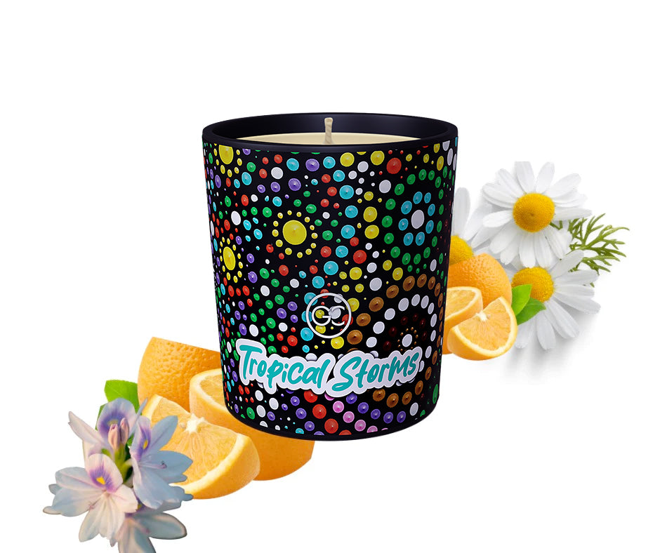 Tropical Storms - Orange and White Musk Scented Soy Paraffin Candle 40hr Burn