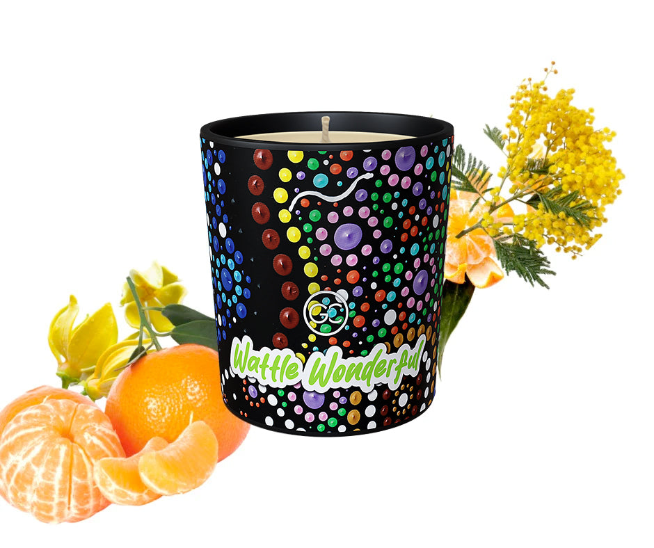 Wattle Wonderful - Mandarin and Ylang Ylang Scented Soy Paraffin Candle 40hr Burn