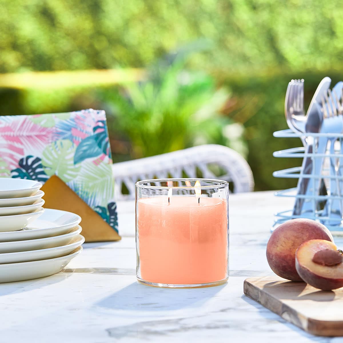 GloLite by PartyLite Peach Honey Citronella Scented 2-Wick Jar Candle