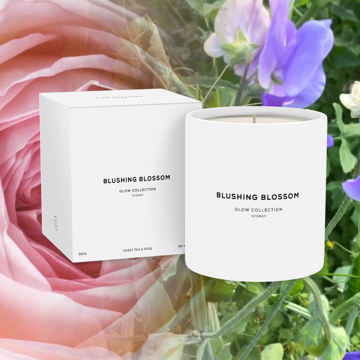 Blushing Blossom - Signature Collection - Sweet Pea Scented Soy Candle 55hr Burn