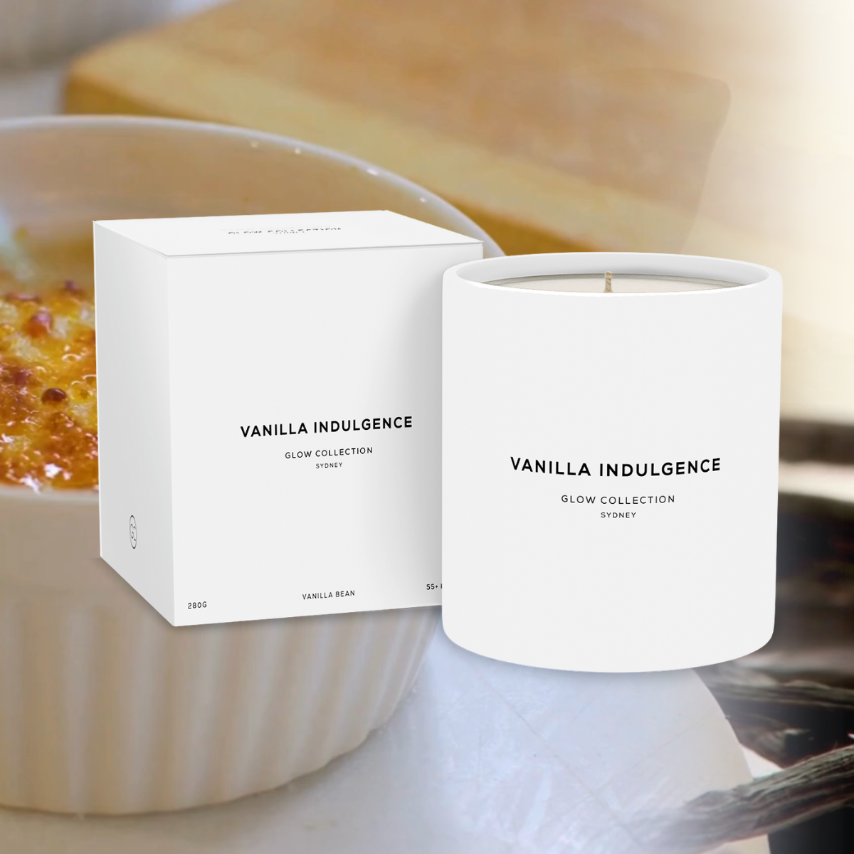 Vanilla Indulgence - Signature Collection - Vanilla Bean Scented Soy Candle 55hr Burn