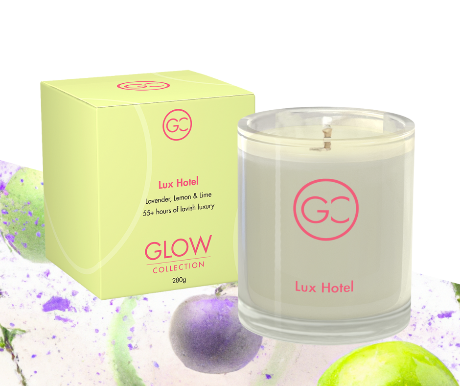 Lux Hotel - Violet Lily &amp; Lavendar Scented Soy Candle 55hr Burn