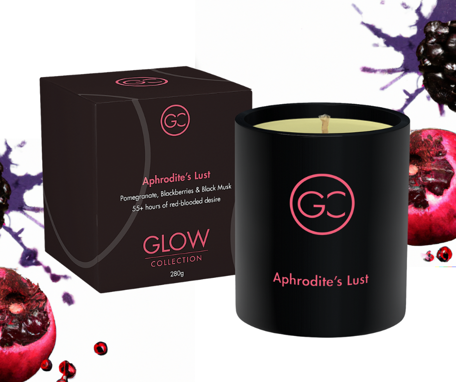 Aphrodite&#39;s Lust - Pomegranate &amp; Musk Scented Soy Candle 55hr Burn