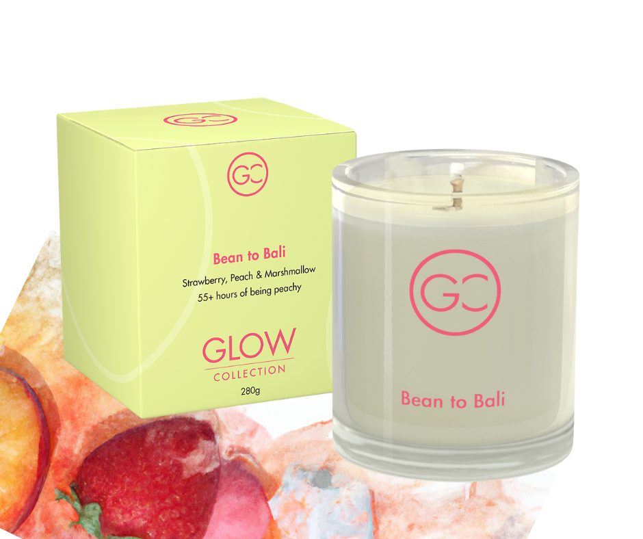 Bean to Bali - Strawberry, Peach &amp; Vanilla Scented Soy Candle 55hr Burn
