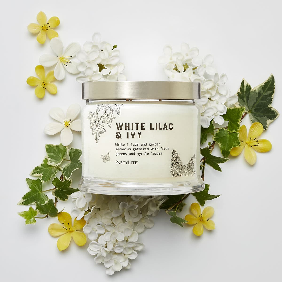 White Lilac &amp; Ivy 3-Wick Jar Candle